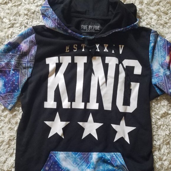 Five by Five Masterpiece Sweaters Short Sleeve Tie-dye Hoodie - Picture 4 of 6